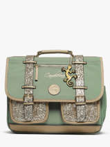 Boekentas Voor Kinderen 2 Compartimenten Cameleon Groen vintage fantasy CA38