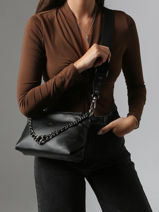 Cross Body Tas Vintage Leder Mila louise Zwart vintage 3864C-vue-porte