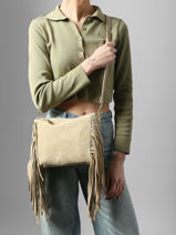 Cross Body Tas Velvet Leder Milano Beige velvet VE25113-vue-porte