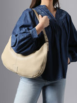 Schoudertas Seam Leder Basilic pepper Beige seam BSEA04-vue-porte