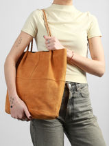 Schoudertas Brianna Leder Pieces Bruin brianna 17163617-vue-porte