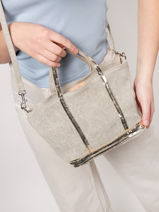 Cross Body Tas Baby Cabas Linnen Vanessa bruno Geel cabas lin 31V40410-vue-porte