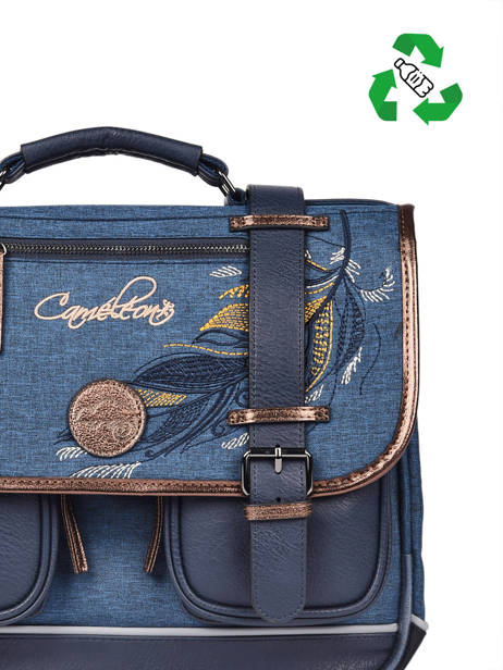 Boekentas 2 Compartimenten Cameleon Blauw vintage fantasy PBVGCA35 ander zicht 2