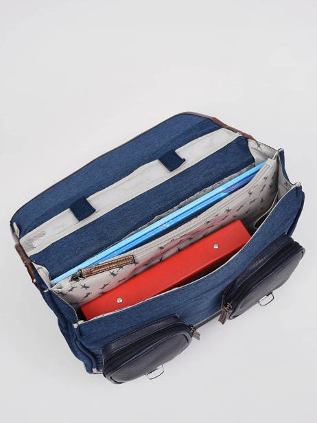 Boekentas 2 Compartimenten Cameleon Blauw vintage fantasy PBVGCA35 ander zicht 4