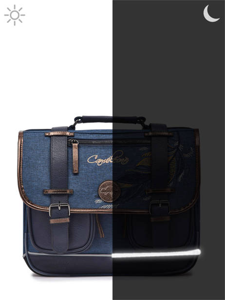 Boekentas 2 Compartimenten Cameleon Blauw vintage fantasy PBVGCA35 ander zicht 7