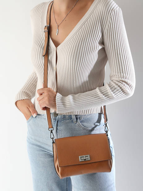 Cross Body Tas Caviar Leder Milano Bruin caviar CA24061 ander zicht 1