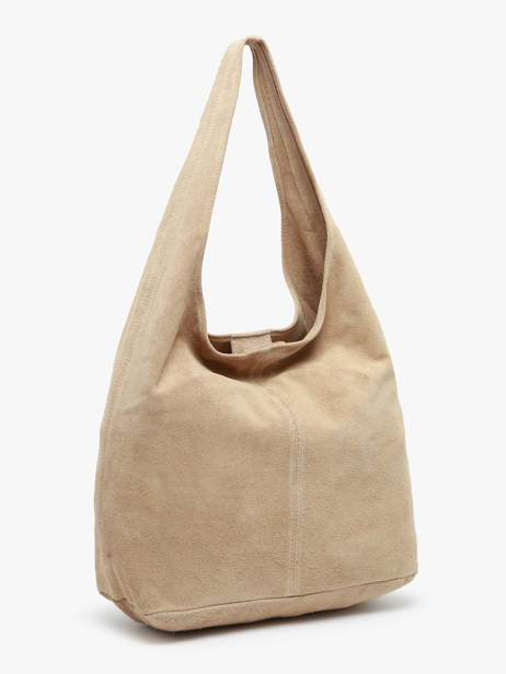 Schoudertas Velvet Leder Milano Beige velvet VE24062B ander zicht 2