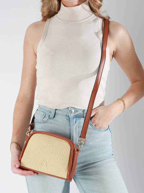 Cross Body Tas Raphia Papier Lulu castagnette Bruin raphia YAUCOURT ander zicht 1