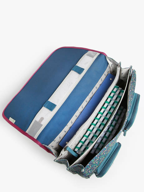 Boekentas 3 Compartimenten Cameleon Blauw vintage fantasy PBVGCA41 ander zicht 3