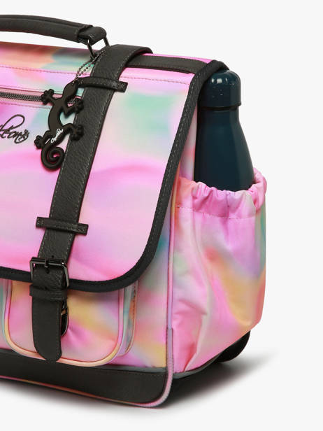 Boekentas Kinderen 3 Compartimenten Cameleon Roze vintage fantasy CA41 ander zicht 5