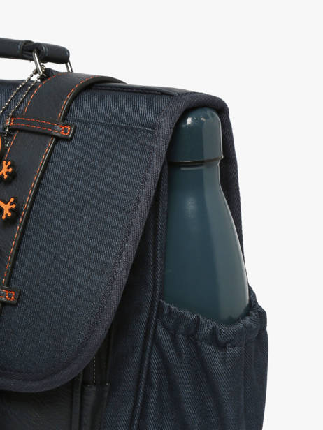 Boekentas Kinderen 3 Compartimenten Cameleon Blauw vintage urban CA41 ander zicht 5