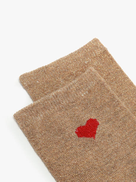 Damessokken Lurex Heart Pieces Beige socks women 17159116 ander zicht 1