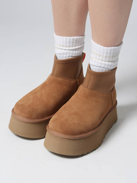 Boots Met Platformzool Classic Mini Dipper Uit Leder Ugg Bruin women 1168170 ander zicht 1