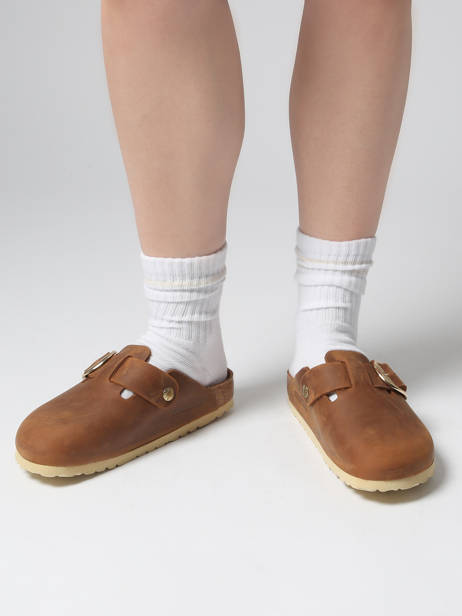 Slippers Boston Big Buckle Uit Leder Birkenstock Bruin women 1030446 ander zicht 1