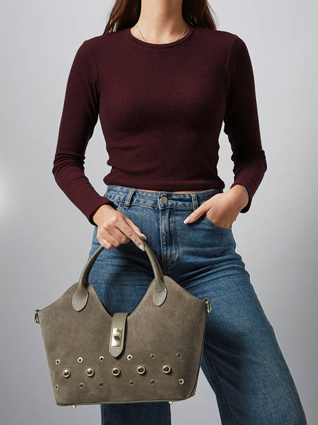 Handtassen Velvet Studs Milano Bruin velvet studs VS25092 ander zicht 1