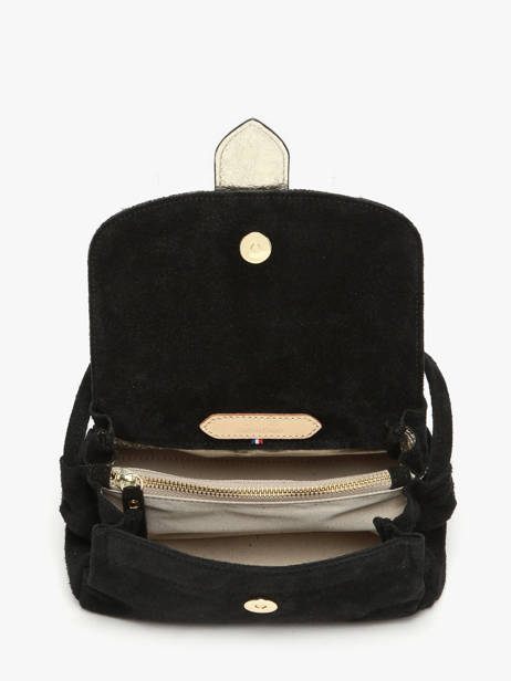 Cross Body Tas S Agnes Rundsleer Met Suède Finish Etrier Zwart agnes EAGV205S ander zicht 6