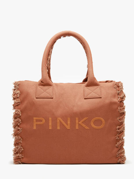 Handtas Logo Shopper Katoen Pinko Bruin logo shopper 6673A3A4
