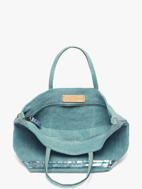 Handtas Cabas Linnen En Pailletten Vanessa bruno Blauw cabas lin 31V40435 ander zicht 3