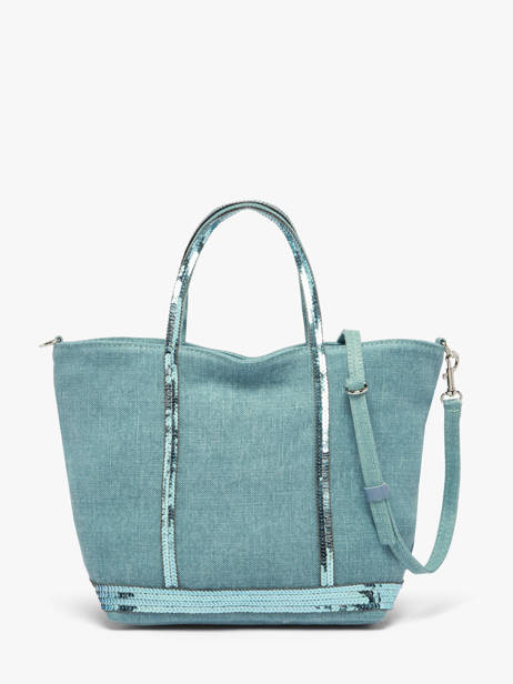 Handtas Cabas Linnen En Pailletten Vanessa bruno Blauw cabas lin 31V40435 ander zicht 4