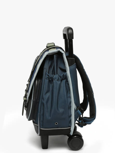 Boekentas Op Wieltjes 2 Compartimenten Cameleon Blauw vintage urban PBVBCR38 ander zicht 2