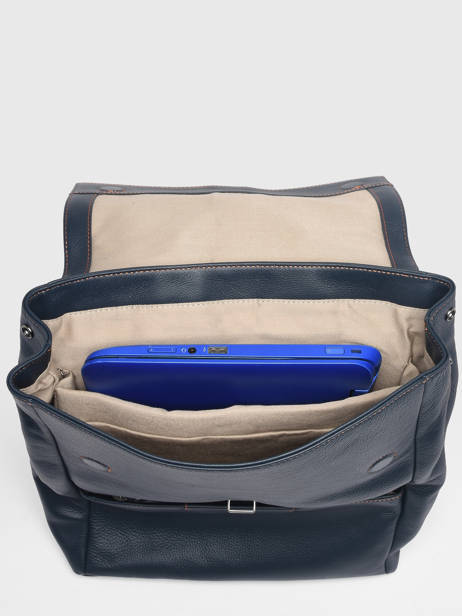 Business Rugzak Foulonné 2 Compartimenten Leder Etrier Blauw foulonne EFOU8092 ander zicht 3