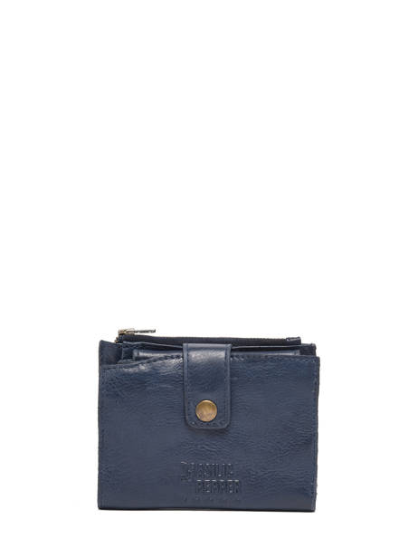 Portemonnee Cow Leder Basilic pepper Blauw cow BCOW94